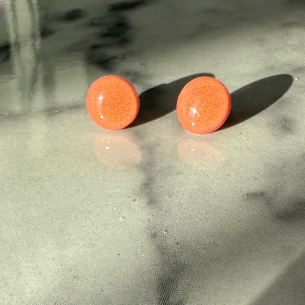 Bright Coral Stud Earrings